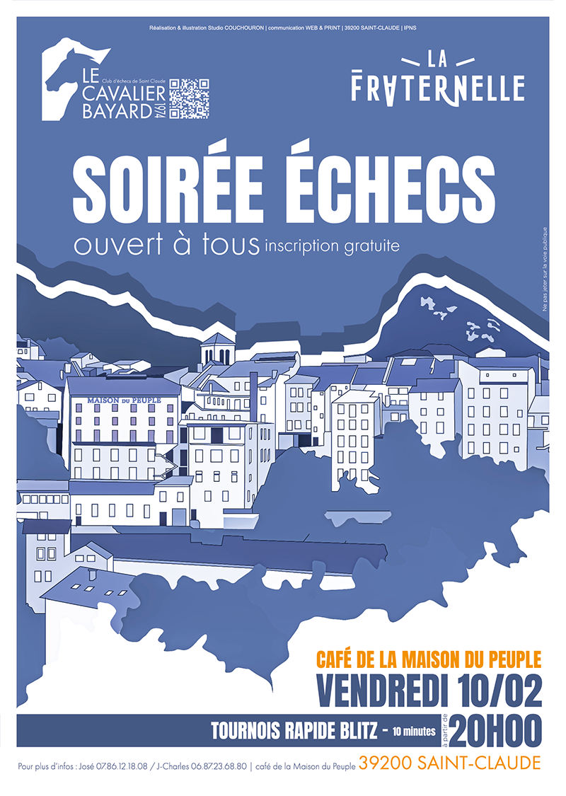 Café de la Maison du Peuple à Saint-Claude, jeux d'échecs
